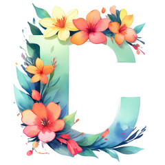 letter c frame with flowers