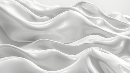 White abstract liquid wavy background rendered in 3D for illustration purposes