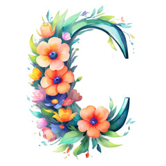 letter c frame with flowers