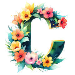 letter c frame with flowers