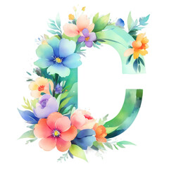 letter c frame with flowers