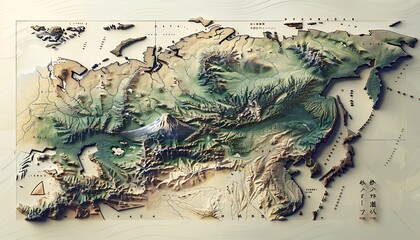 3D Relief Map of Asia