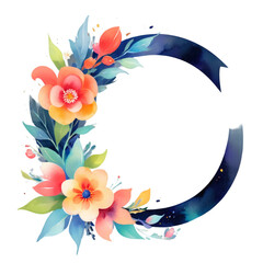 letter c frame with flowers