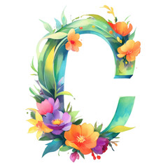 letter c frame with flowers
