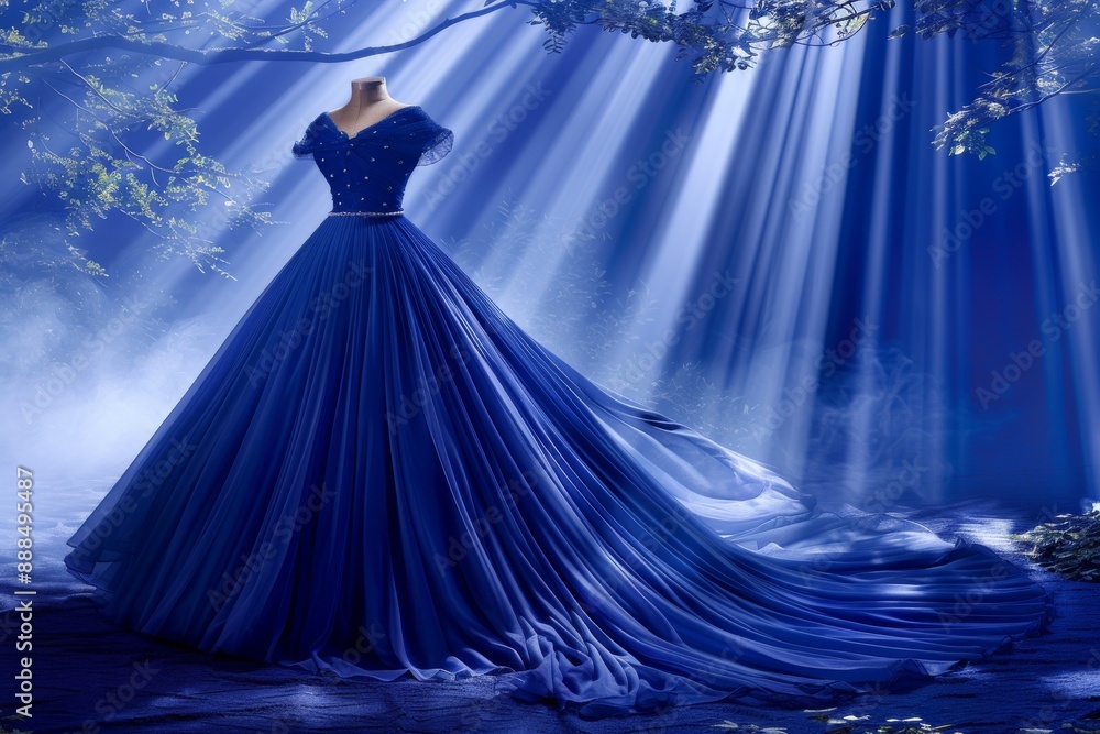 Aufkleber dynamic performer in flowing blue gown with dramatic lighting creating a bold and captivating visual