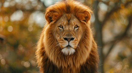 Fototapeta premium lion highlighting the mane and the texture of its fur. generative ai