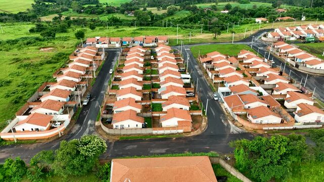 Suburb Houses At Campinas Sao Paulo Brazil. Capturing A Suburban Residential Neighborhood From Above. Industrial Skyline Commercial Building Stunning. Commercial Building Corporate Business.