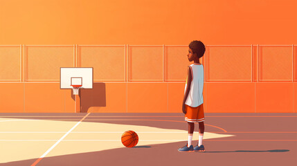 Obraz premium boy playing basketball