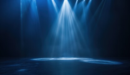 Blue Spotlights on Dark Stage