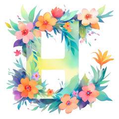 letter h frame with flowers