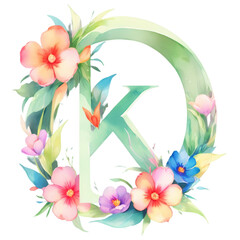 letter k frame with flowers