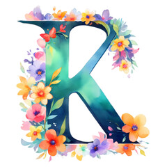 letter k frame with flowers