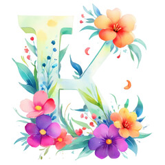 letter k frame with flowers
