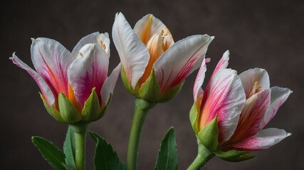 Beautiful macro close up with pink flowers with many petals, colorful background 