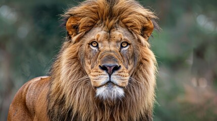 Fototapeta premium lion highlighting the mane and the texture of its fur. generative ai