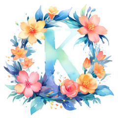 letter k frame with flowers