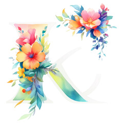 letter k frame with flowers