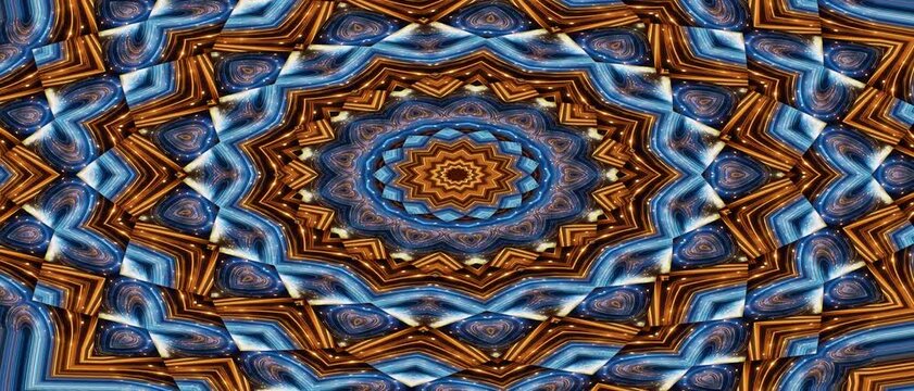 Dynamically animated neon 3d kaleidoscope. Background 4k geometric seamless pattern shape herringbone geometric shapes mirror mixture liquid multi color.