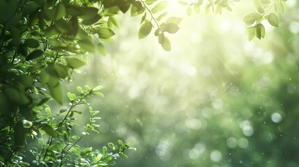 Obraz premium A tree with leaves and a bright sun shining through the leaves