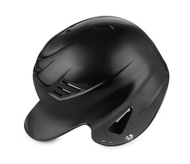 Fototapeta premium One black baseball helmet isolated on white