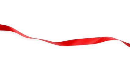 One red silk ribbon isolated on white