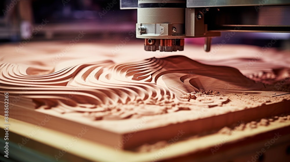 Aufkleber precision cnc router engraving detailed design on wood with intricate lines and textures