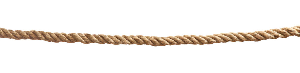 Hemp rope on white background. Organic material