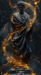 Obraz premium Creative representation of the greatest ancient greek mythology greek god of olympus, titan, classics, wallpaper backdrop: divine and mythical figures in an artistic and classical