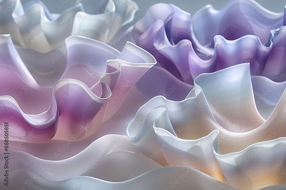 Poster abstract closeup of pastel fabric waves creating a soft and dreamy artistic visual