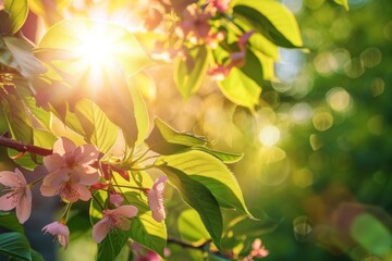 Obraz premium Sunlit Spring Branch with Delicate Blossoms