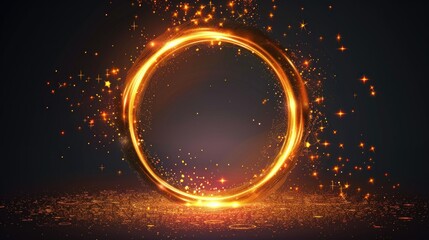A glowing circle of fire with a lot of sparkles.