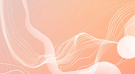 Abstract line art, peach background, space between elements, simplicity.