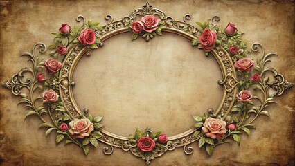 Beautiful antique Gothic style frame adorned with intricate rose designs, antique, Gothic, style, frame, roses, decoration
