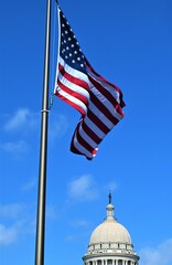 us flag in the wind