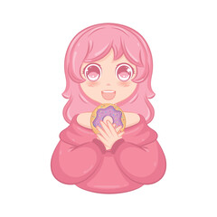 Cute kawaii girl cartoon character Vector illustration