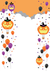 Naklejka premium ハロウィン、イラスト、かわいい、ジャックオーランタン、縦、昼