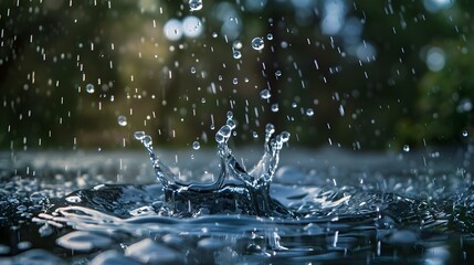 Close-up of water drops and splashing water