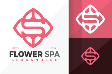 Letter S Flower Bloom Logo design vector symbol icon illustration