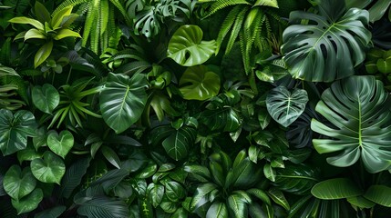 Dark green plants in lush foliage background
