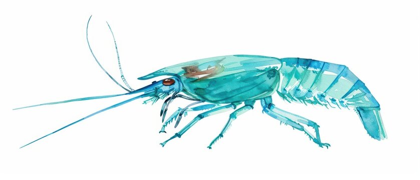 A backswimmer depicted with sleek watercolor legs and streamlined body isolate on white background