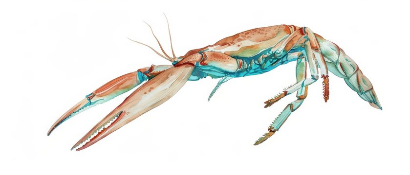 A backswimmer depicted with sleek watercolor legs and streamlined body isolate on white background