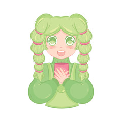 Cute kawaii girl cartoon character Vector illustration