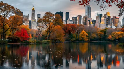Obraz premium Manhattan Midtown Skyline Viewed from Central Park