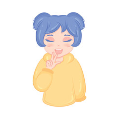 Cute kawaii girl cartoon character Vector illustration