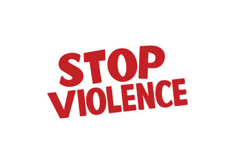 Stop Violence stamp grunge red on white background. Print vector design.