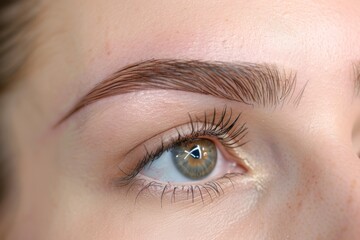 Obraz premium Close-up of a green eye with neatly groomed brows