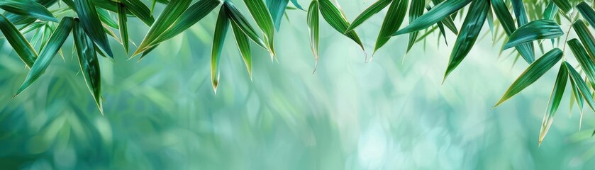 Obraz premium tropical leaves flat design bamboo side view serene nature theme water color Complementary Color Scheme