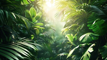 tropical leaves flat design sunlight front view vacation theme water color vivid