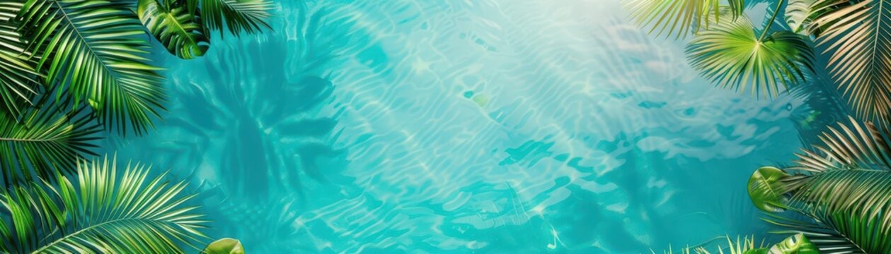 tropical leaves flat design background top view tropical paradise theme water color vivid