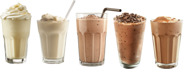 vanilla cream and chocolate smoothie isolated on white background